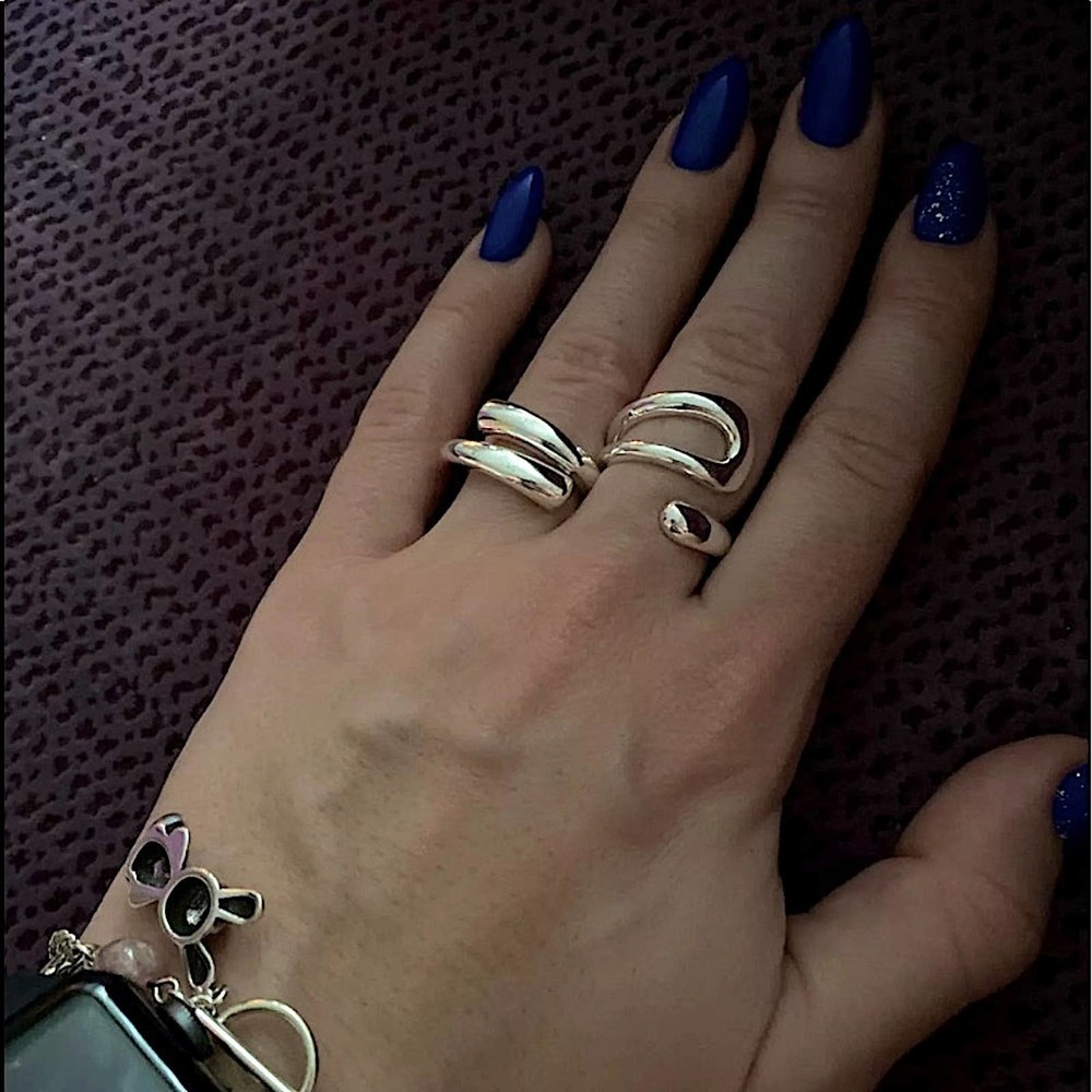 NWT STERLING SILVER ADJUSTABLE RESIZABLE MINIMALIST RING SET